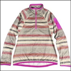 Burton [ak] Turbine 1/4‎ Zip Pullover Womens S Polartec Fleece Striped Snowboard
